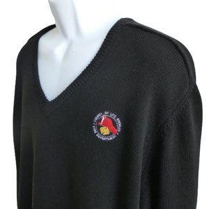 Vintage Mens V Neck Sweater Embroidered Los Angeles Fire Department Hat USA XXL